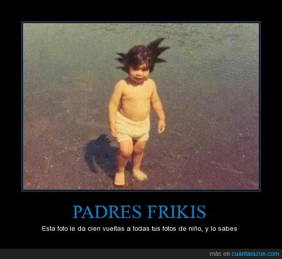 pequeño,niño,playa,pelo,goku,Friki,Padre